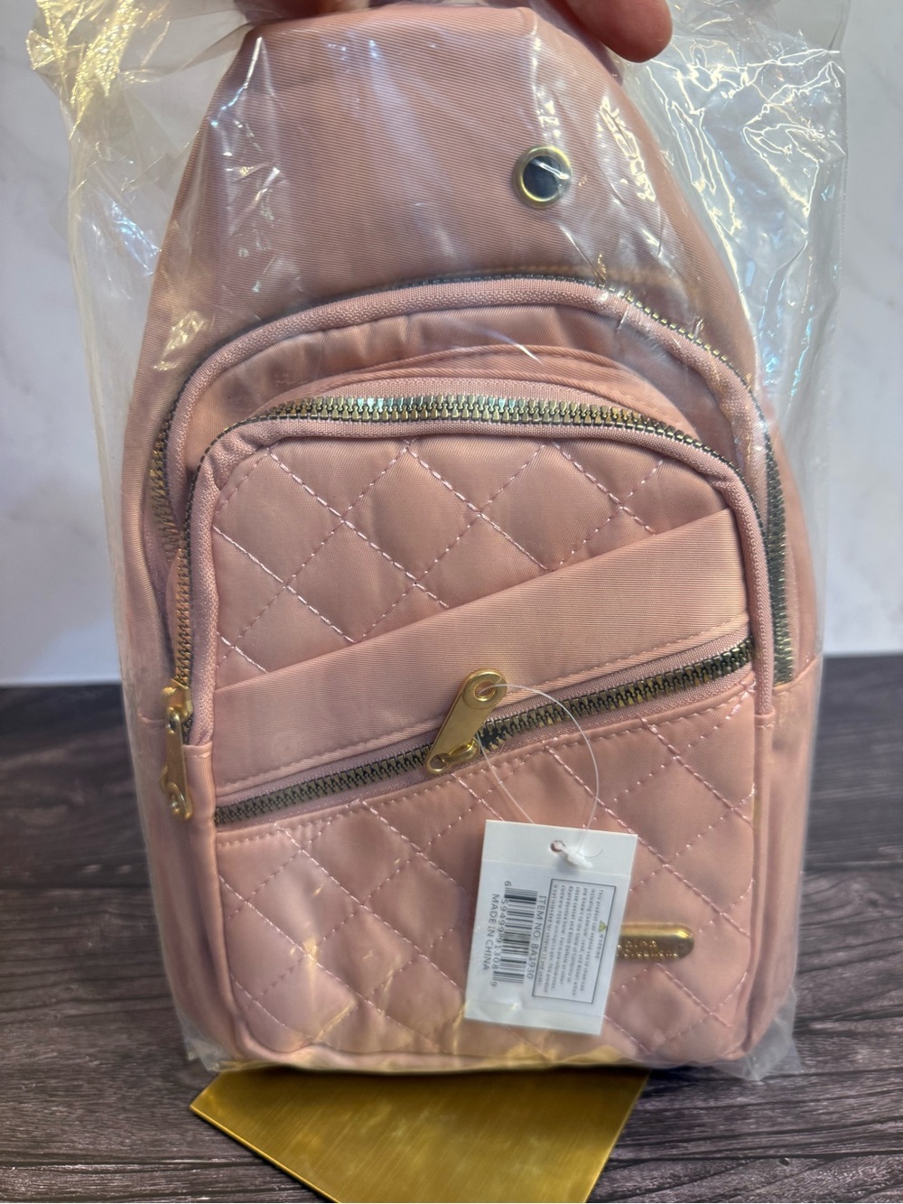 Fashion Jingpin Creations Pink Quilted Sling Backpack Crossbody NWT
